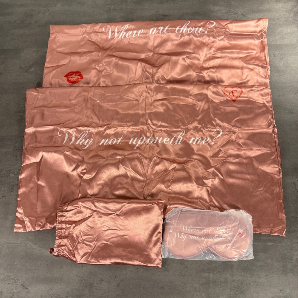 Sabrina Carpenter Bed Chem Sleep Set Rose Gold Satin Pillowcase Eye Mask SOLDOUT